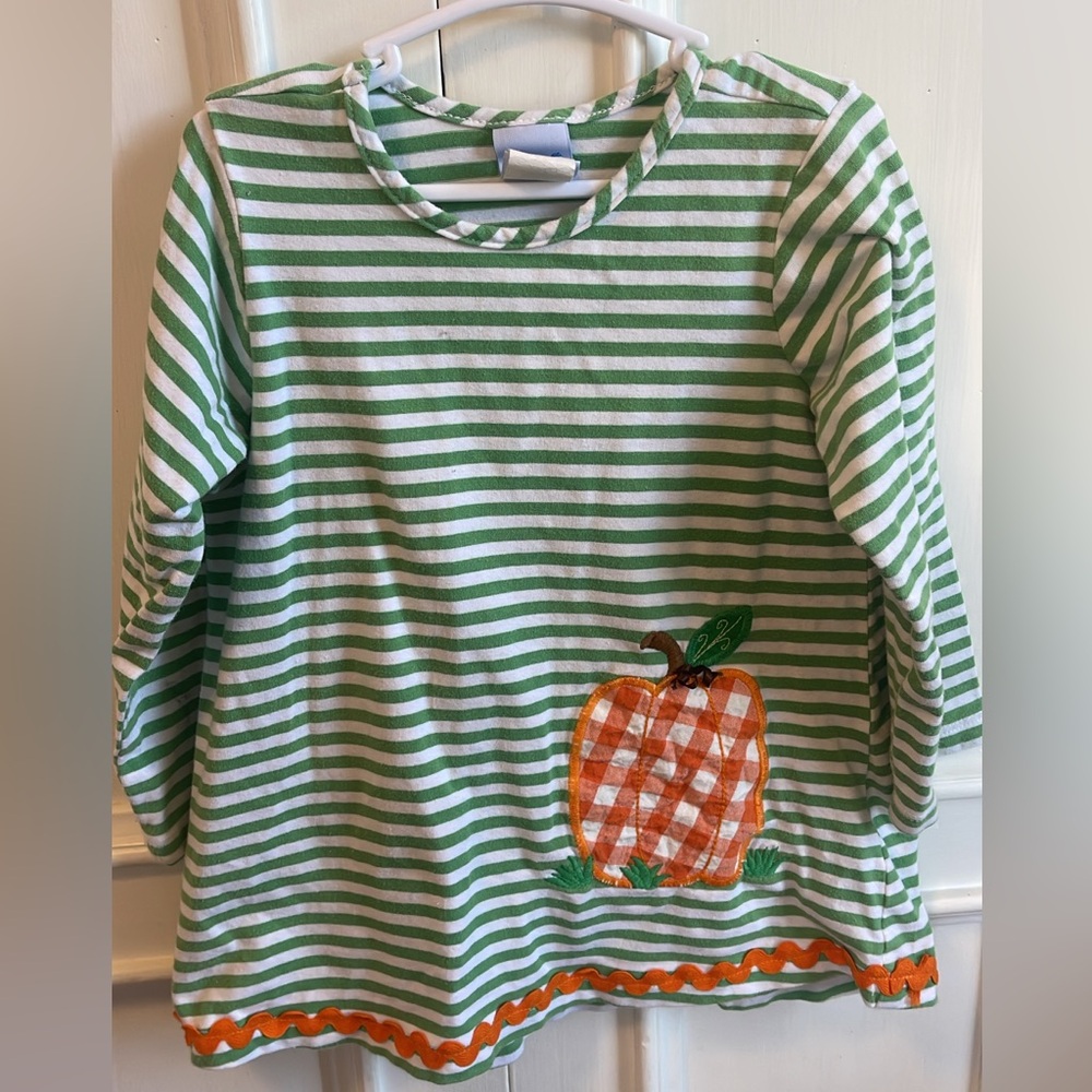 Striped Green and White Pumpkin Shirt